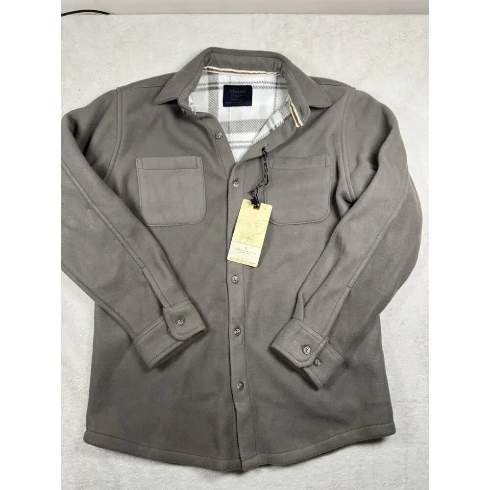 Nomad Craft+Flow Boys L Fleece Shirt Jacket Shacket Plaid Lined Gray NWT